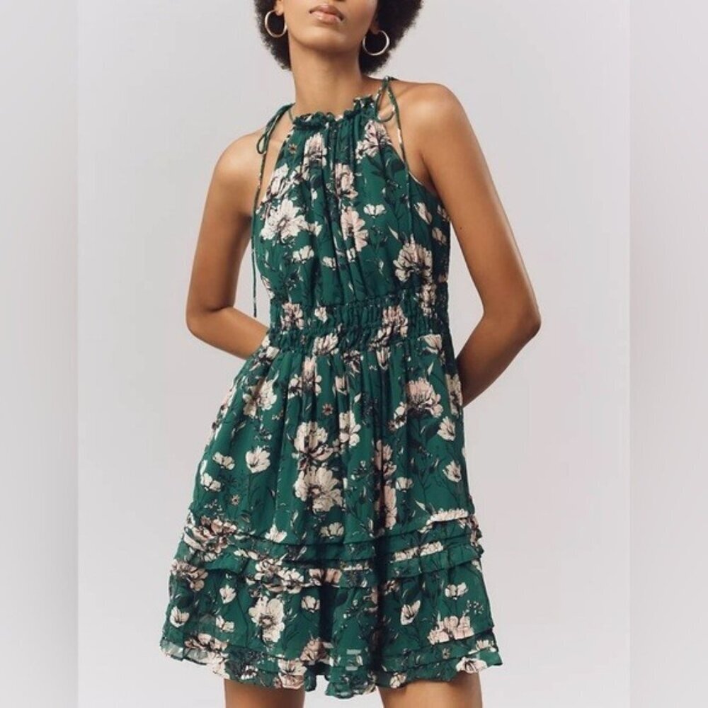 NWT Size 3X - The Somerset Halter Mini Dress dark green floral (NWT US$ 148)